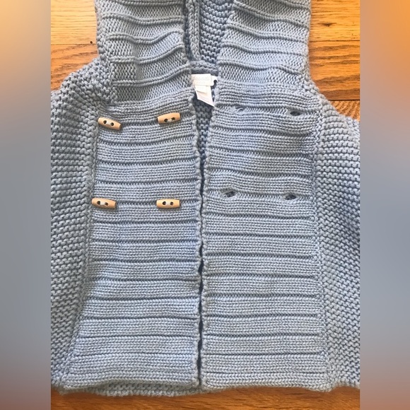 Jacadi Baby Blue Hooded Cotton Unisex Sweater - Size 6 Months - Picture 2 of 10